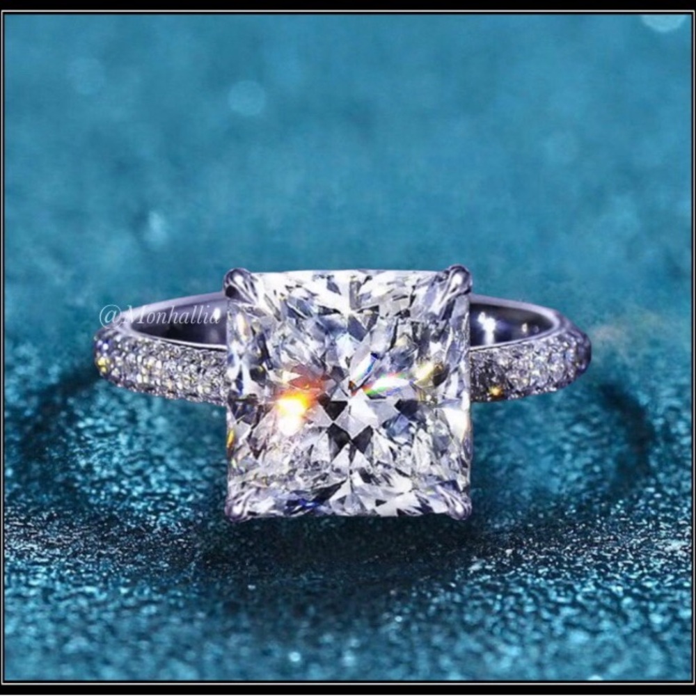 NEW 925 ASSCHER SIMULATED DIAMOND 5g SILVER PRINCESS SQUARE CUSHION RING